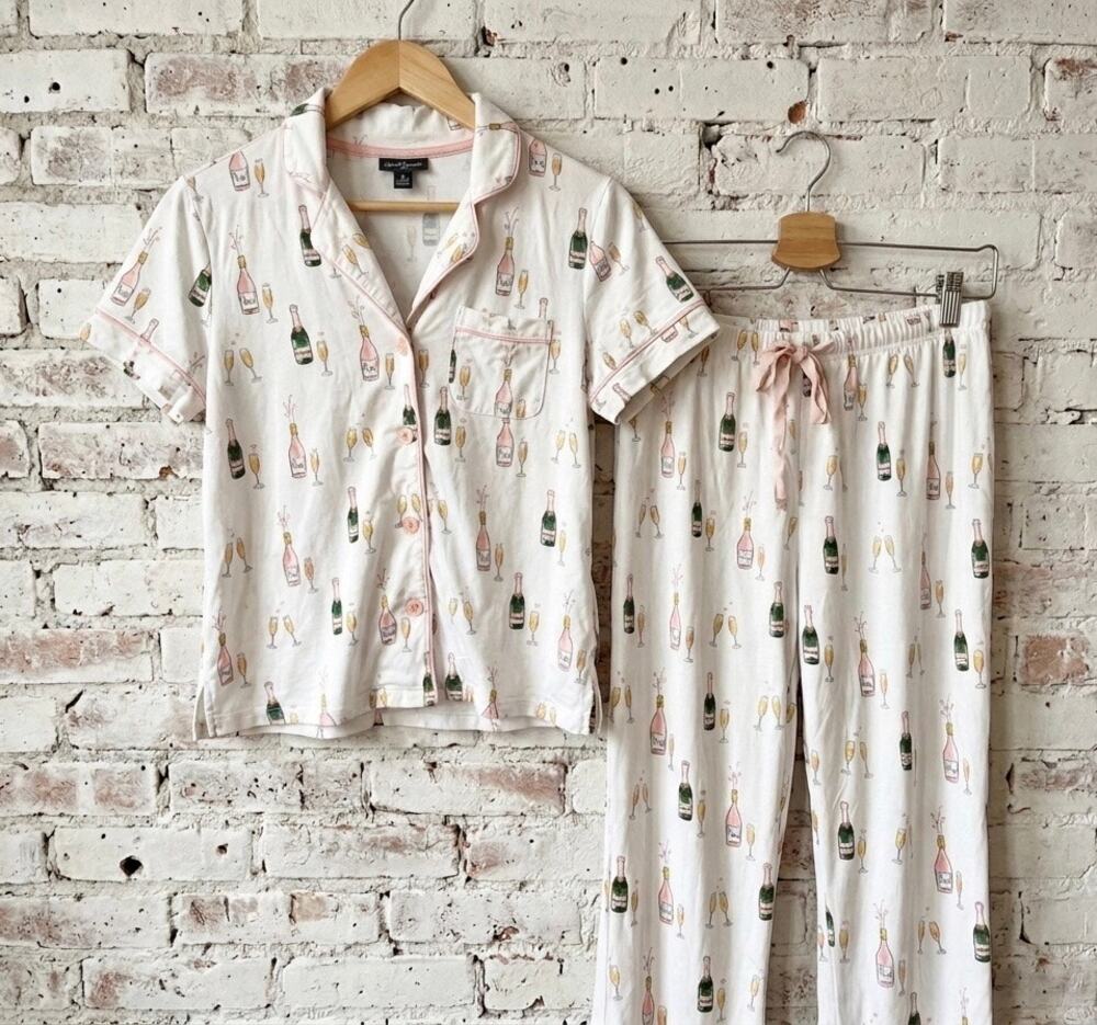 PJ SALVAGE Champagne Rosé Pajama Set Cotton sleepover bachelorette Jammies